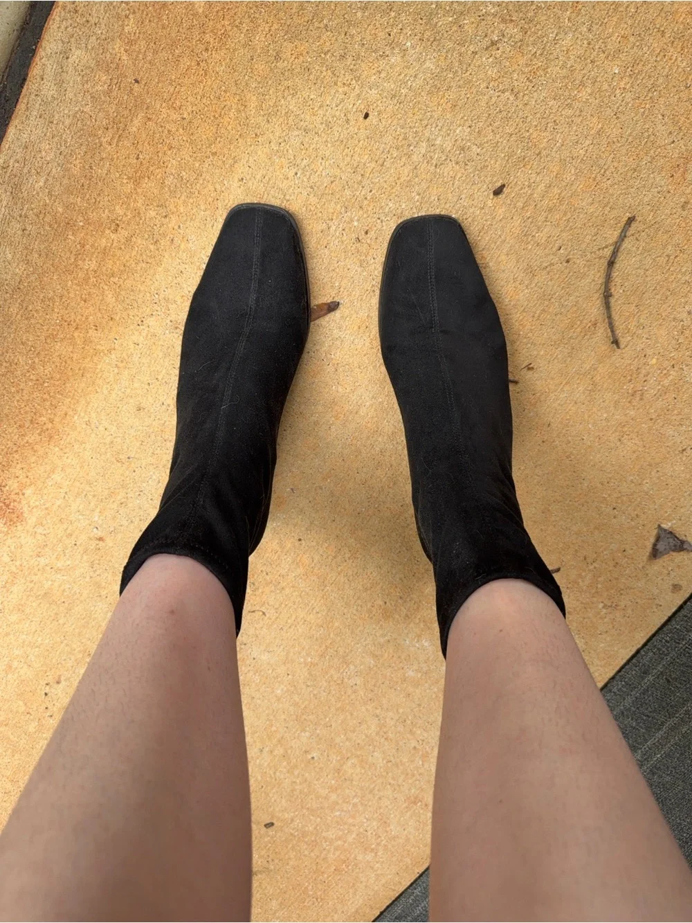 H&M Black Suede Block Heel Ankle Booties